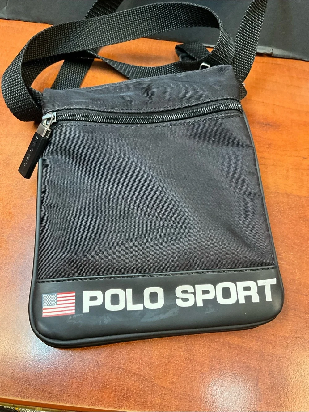 VINTAGE Polo by Ralph Lauren Black Polo Sport Small Crossbody Messenger Bag